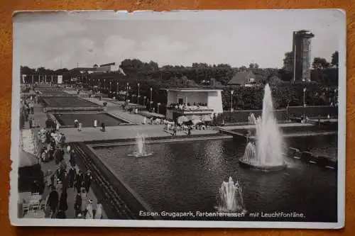 Ak Hessen, Grugapark, Farbenterrassen mit Leuchtfontäne, 1936 gelaufen