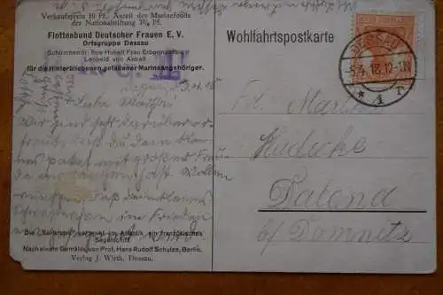Ak Flottenbund Deutscher Frauen E.V. Ortsgruppe Dessau, Die "Karlsruhe" 1918 gel