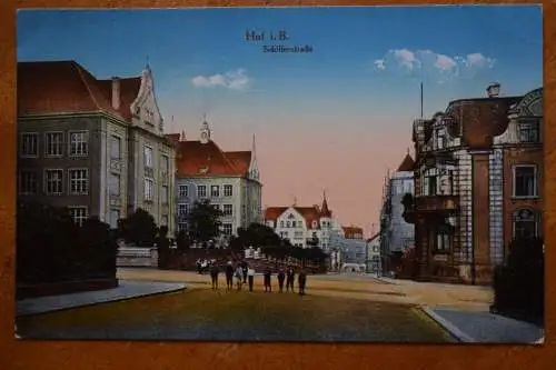 Ak Hof i. B., Schillerstraße, 1917 gelaufen, Feldpost