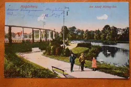 Ak Magdeburg, Am Adolf Mittag-See, 1917 gelaufen