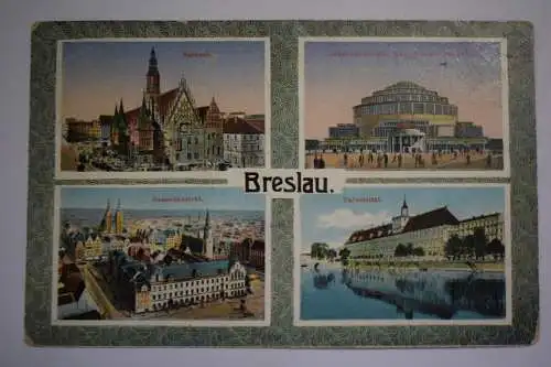 Ak Breslau, Rathaus, Jahrhunderthalle, Gesamt, Universität,   1915 gelaufen
