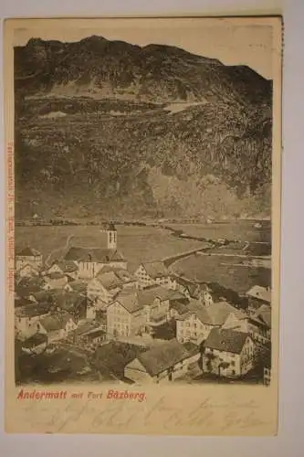 Ak Andermatt mit Fort Bäzberg,  um 1906 gelaufen