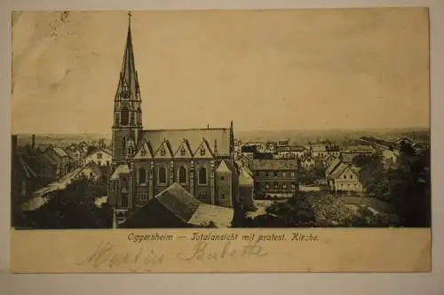 Ak Oggersheim - Totalansicht mit protest. Kirche, um 1906 gelaufen