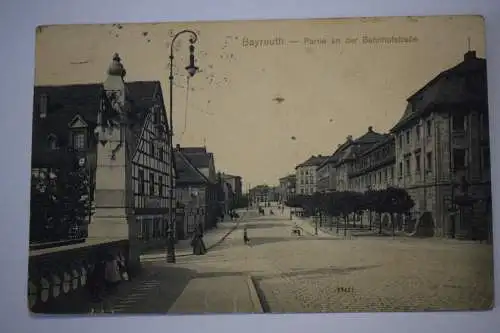 Ak Bayreuth - Partie an der Bahnhofstraße, um 1910 gelaufen