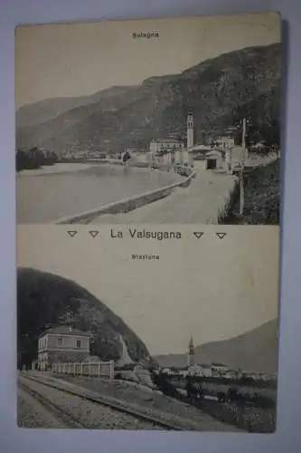 Ak La Valsugana, Solagna, Stazione,  1912 gelaufen