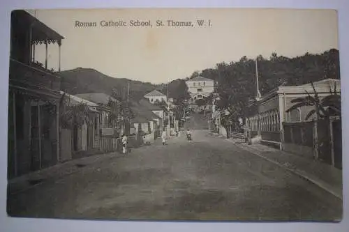 AK Roman Catholic School, St. Thomas, W. I.,  1911 gelaufen
