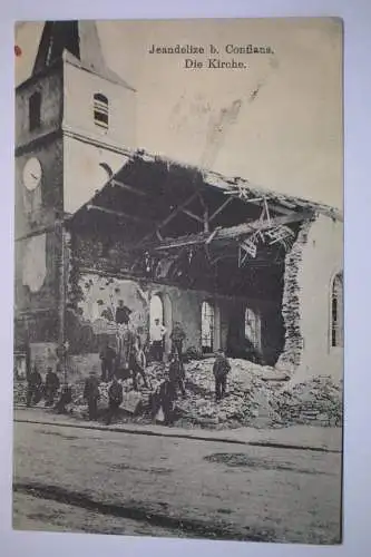 AK Jeandelize b. Conflans, Die Kirche, 1917 gelaufen, Conflans-Sainte-Honorine