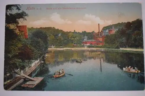 AK  Halle a. Saale, Blick auf die Saalschloss-Brauerei, 1912 Feldpost gelaufen