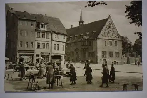 AK Merseburg,  Marktplatz mit Rathaus, Foto Kühn,  1958 nicht gelaufen