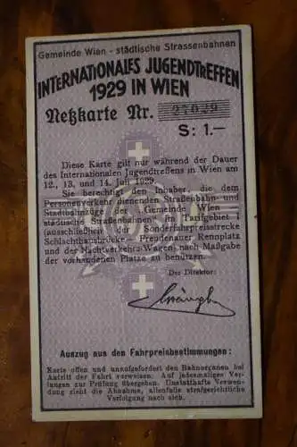 Internationales Jugendtreffen in Wien Netzkarte, Fahrkarte 1929