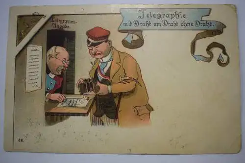 Ak Telegraphie mit Draht um Draht ohne Draht, Telegrammabgabe um 1920 gelaufen
