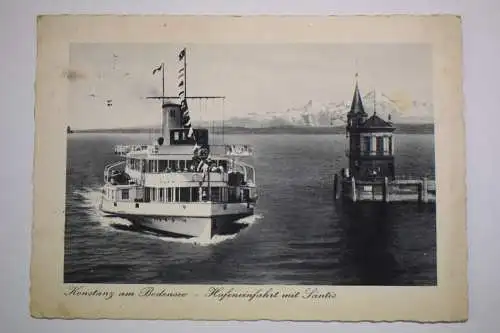 Ak Konstanz am Bodensee, Hafeneinfahrt mit Säntis,  1937 gelaufen