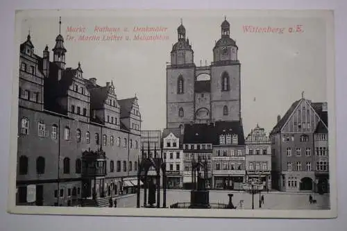 Ak Wittenberg a. E., Markt, Pelzwaren Paul Weise, Kaisers Kaffee Geschäft  1916