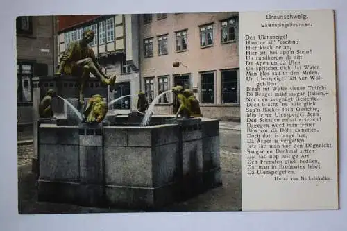 Ak Braunschweig, Eulenspiegelbrunnen, um 1910 nicht gelaufen