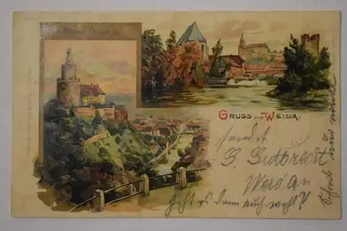 Ak Gruss aus Weida, Schloss Osterburg, 1901 gelaufen