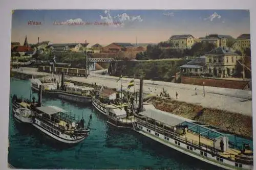 Ak Riesa, Landungsplatz der Dampfschiffe, 1901 gelaufen