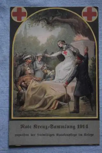 Ak Rote  Kreuz Sammlung 1914, zugunsten der freiwilligen Krankenpflege, n. gel.