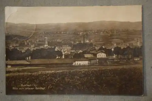 Ak Auerbach i. V. Blick vom unteren Bahnhof, 1929 gelaufen