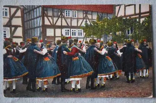 Ak Schwälmer Tanz, Hessische Trachten,  1916 gelaufen Bahnpost