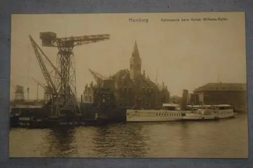 Ak Hamburg Hafenpartie beim Kaiser Wilhelm Hafen,  um 1910 nicht gelaufen