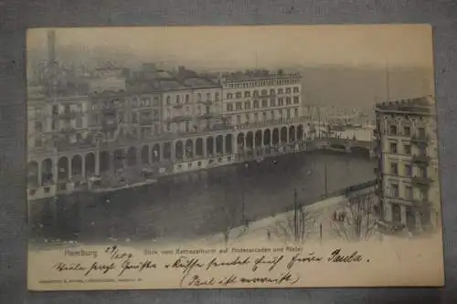 Ak Hamburg, Blick vom Rathausturm auf Alsterarcaden und Alster, 1904 gelaufen
