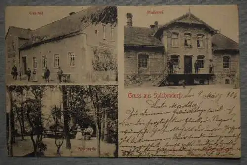 Ak Gruss aus Spickendorf, Gasthof, Molkerei, Parkpartie,   1906 gelaufen