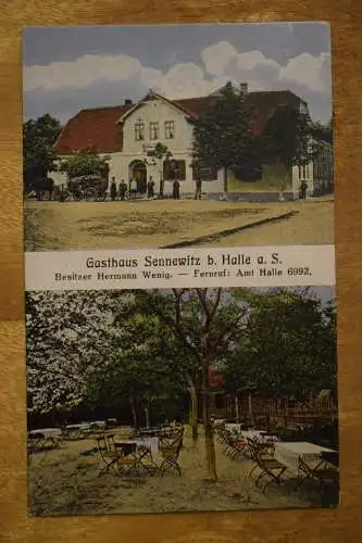 Gasthaus Sennewitz b. Halle a.S., Besitzer Hermann Wenig, 1920  gelaufen