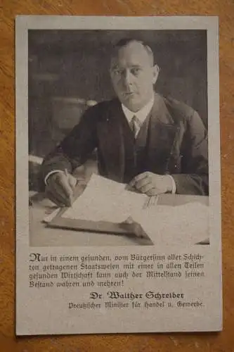 Dr. Walther Schreiber, Preußischer Minister für Sport u. Handel Werbekarte DDP