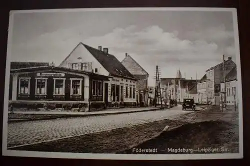 Ak Föderstedt - Magdeburg - Leipziger Str. Restauration, 1937 gelaufen