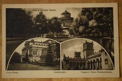 AK Warszawa, Warschau, Teatr Wielki, Fragment Mostu, Staw w Ogrodzie Saskim