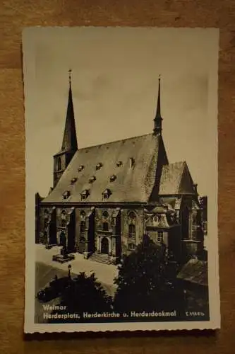 AK Weimar Herderkirche u. Herderdenkmal, echt Foto, um 1950 nicht gelaufen