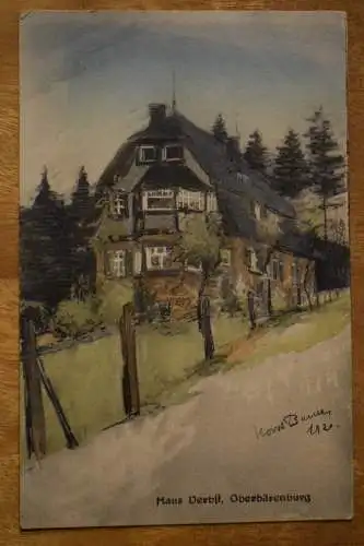 AK Oberbärenburg, Haus Verbst, gemalt von Horst Bauer, 1921 nicht gelaufen