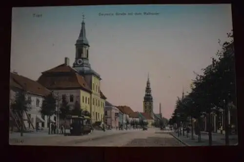 Ak Tilsit, Deutsche Straße mit dem Rathaus, um 1910 nicht gelaufen