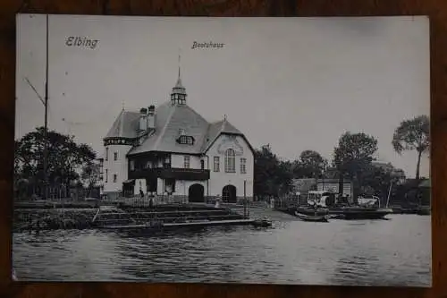 Ak Elbing Bootshaus, 1907 gelaufen