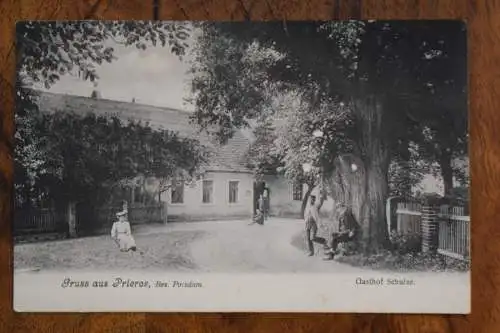 Ak Gruss aus Prieros, Bez. Potsdam, Gasthaus Schulze, 1908 gelaufen