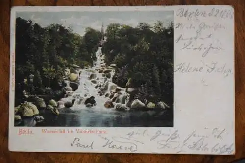 Ak Berlin Wasserfall im Victoria Park, 1904 gelaufen
