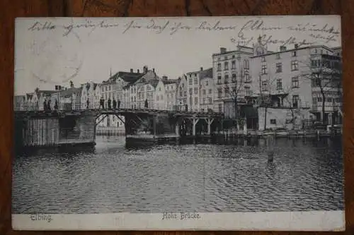 Ak Elbing, Hohe Brücke, 1908 gelaufen