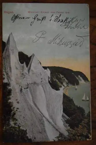 Ak Rügen, Wissower Klinken vom Felsen aus, 1909 gelaufen