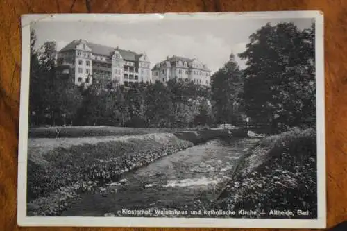 Ak Altheide, Bad  Klosterhof, Waisenhaus und katholische Kirche, 1936 gelaufen