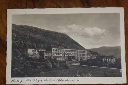 Ak Aussig, die Bürgerschule in Schreckenstein, 1942 gelaufen