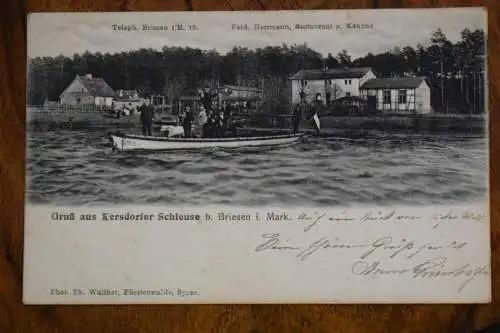 Ak Gruß aus Kersdorfer Schleusse b. Briesen i. Mark, Restaurant Zur Kanone 1905