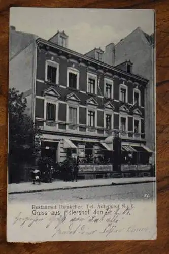 Ak Adlershof, Restaurant Ratskeller adlershof No. 6, 1908 gelaufen