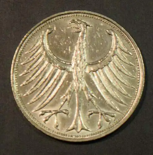Deutschland 5 Mark 1968 J Silberadler BRD DM Silber, guter Zustand