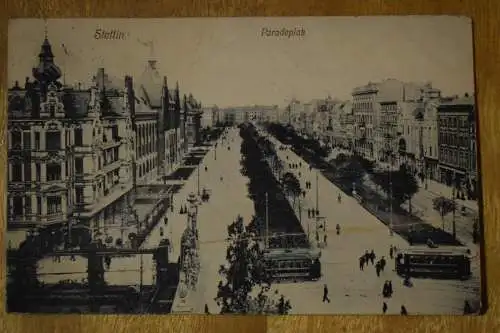Ak Stettin, Paradeplatz,  1909 gelaufen