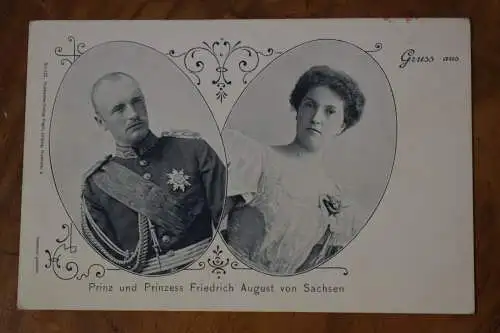 Ak Gruss aus, Prinz und Prinzess Friedrich August von Sachsen, nicht gelaufen