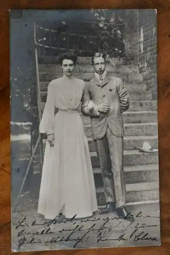 Ak Unser Kronprinz und seine Braut, 1904 gelaufen