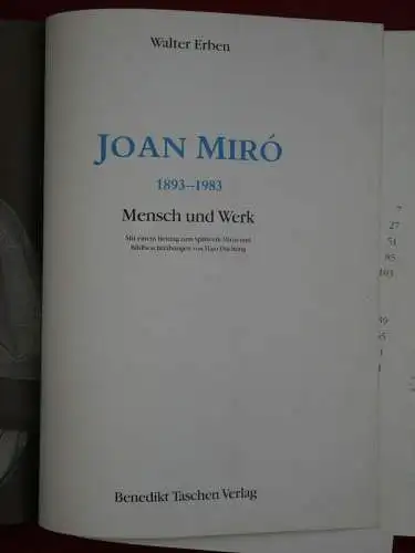 Erben-walter Joan Miro 1893 - 1983. Mensch und Werk
