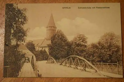 Ak Oppeln, Schlossbrücke mit Piastenschloss, 1912 gelaufen
