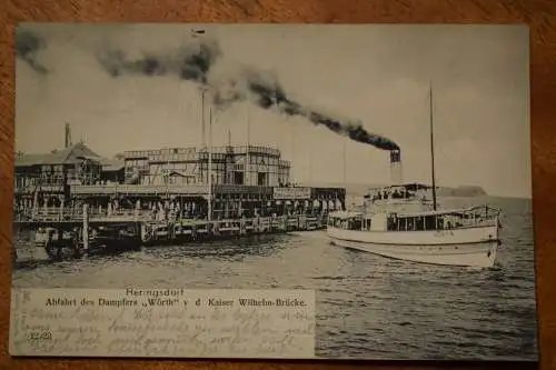 Ak Heringsdorf, Abfahrt des Dampfers Wörth v. d. Kaiser-Wilhelm-Bücke, 1905 gel.