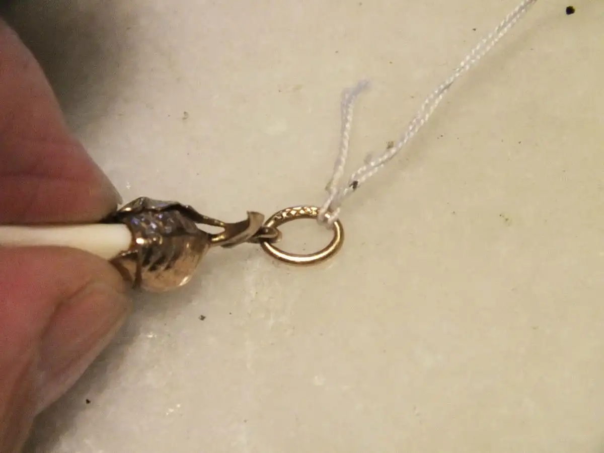 Schöner Anhänger 333 Gold, Grandeln, Grandelschmuck, Jagd Jagdschmuck Fuchshaken 2